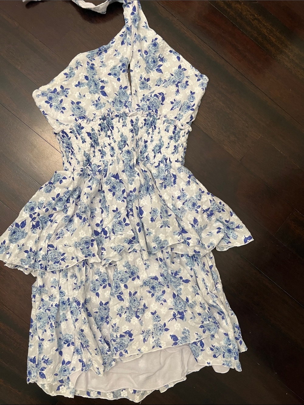 Blue Floral Tiered Sundress from global love